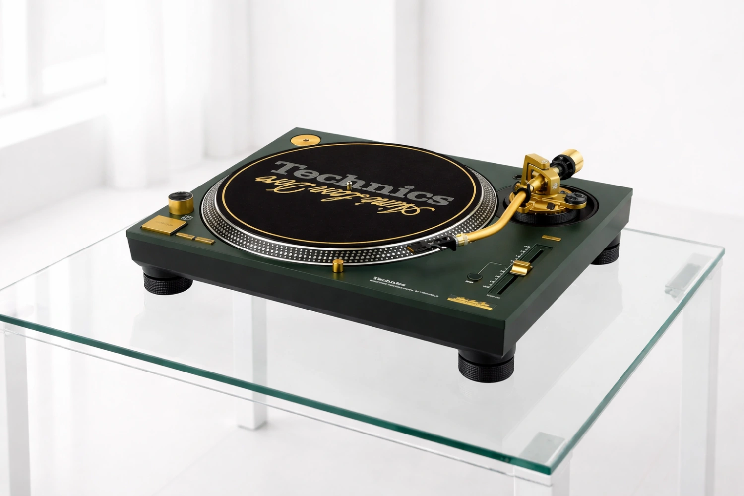 Technics unveils the SL-1200M7ALD, a limited-edition SL-1200MK7 turntable in mulberry green with gold accents, created with Aimé Leon Dore—iconic design meets DJ performance.